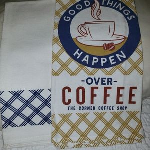 GOOD THINGS HAPPEN OVER COFFEE  DISH TOWELS